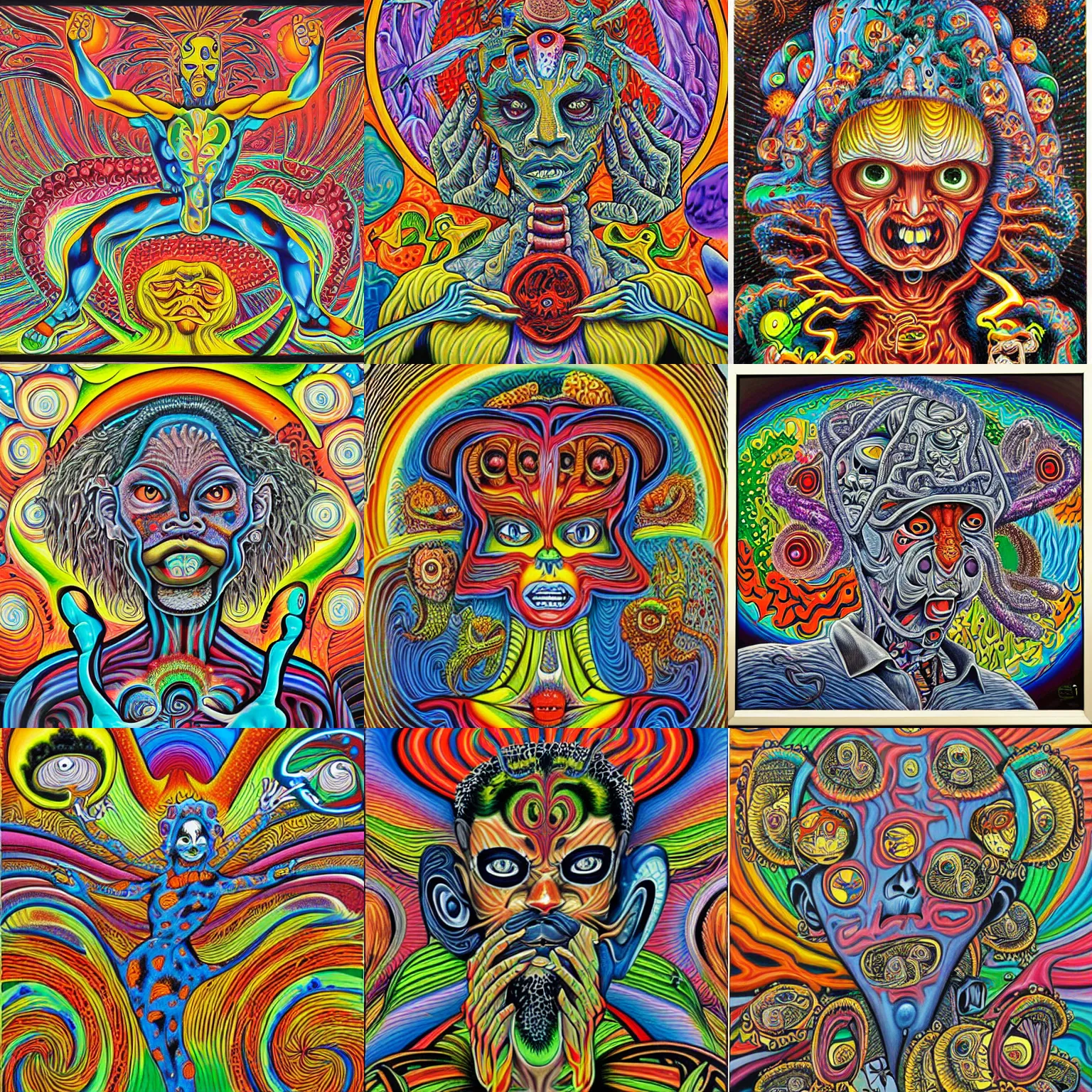 Prompt: painting by aaron brooks, chris dyer, and alex grey