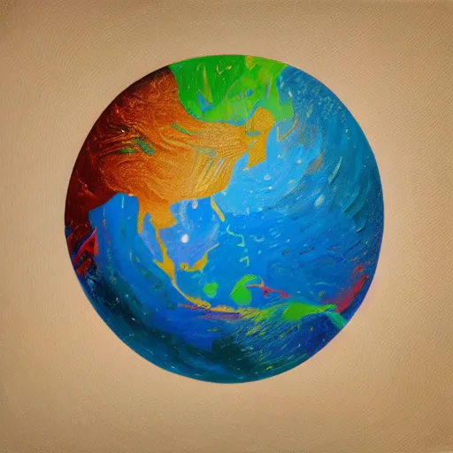 Image similar to planet made out of colorful rubber bands, oil on canvas, portrait, intricate, 8 k highly professionally detailed, hdr, cgsociety