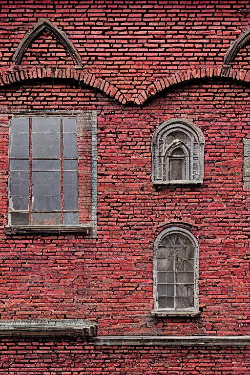 Prompt: detailed old brick wall with gothic windows Digital Matte Illustration by James Gurney