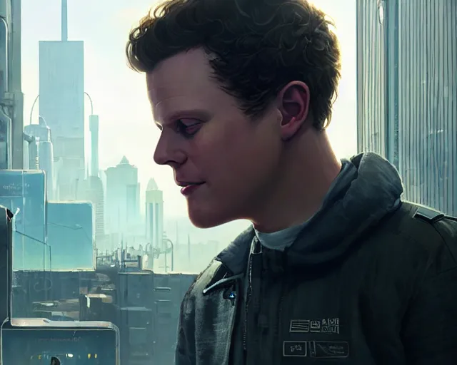 Prompt: highly detailed portrait of jonathan groff as an android, in detroit : become human, stephen bliss, unreal engine, fantasy art by greg rutkowski, loish, rhads, ferdinand knab, makoto shinkai and lois van baarle, ilya kuvshinov, rossdraws, tom bagshaw, global illumination, radiant light, detailed and intricate environment