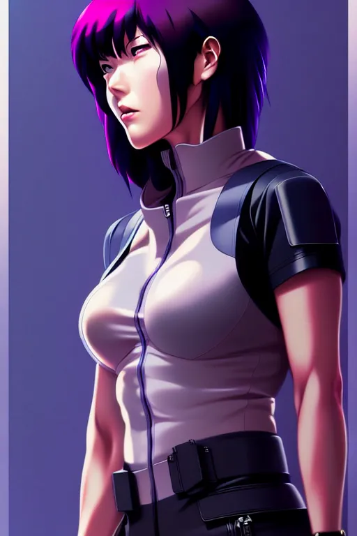 Image similar to a fullbody portrait of motoko kusanagi the major ghost in the shell, stand alone complex, under repairs, maintenance, by ilya kuvshinov, rossdraws, artgerm, sola digital arts, anti aliasing, raytracing