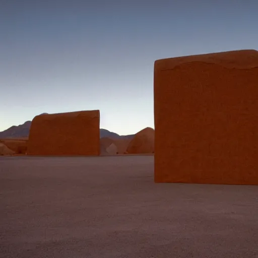 Image similar to land art sculptural complex built in the Mojave desert, beautiful dynamic lighting, cinematic, wide angle establishing shot, extremely high detail, photo realistic, cinematic lighting, post processed, concept art, artstation, matte painting, style by michael heizer, Donald Judd, Richard serra, volumetric lighting, light rays, photorealistic, ultrarealistic, moody, coronarender, 8k