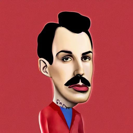 Image similar to a caricature of Freddy mercury