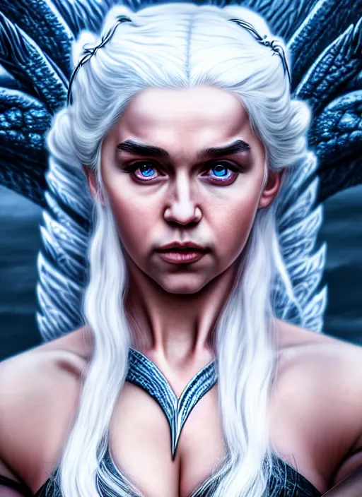 Prompt: photo of kerli koiv as daenerys targaryen in the style of stefan kostic, realistic, half body shot, sharp focus, 8 k high definition, insanely detailed, intricate, elegant, art by stanley lau and artgerm, foggy backgeound