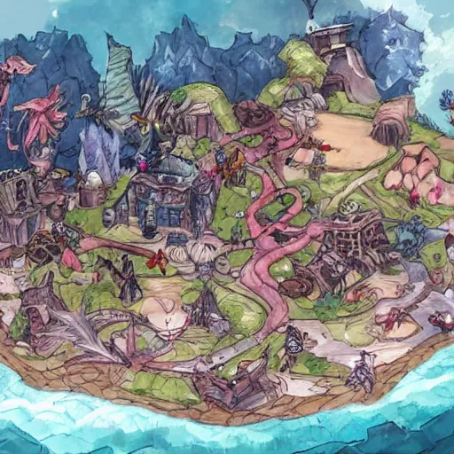 Image similar to Final fantasy landscape in the style of Studio Trigger