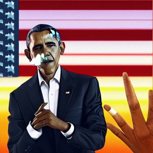 Image similar to Barack Obama smoking weed in Minecraft