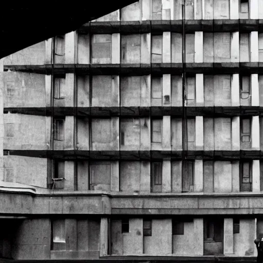 Image similar to 1971 England, Soviet England, brutalist buildings, cinematic