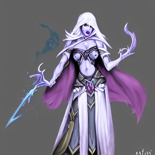 Prompt: drow priestess d&d character commission, featured on ArtStation