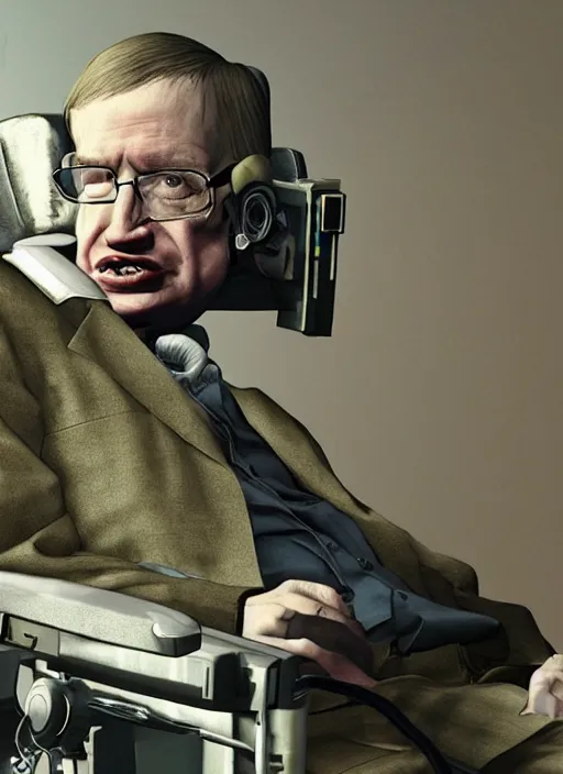 Image similar to Stephen Hawking in fallout 4