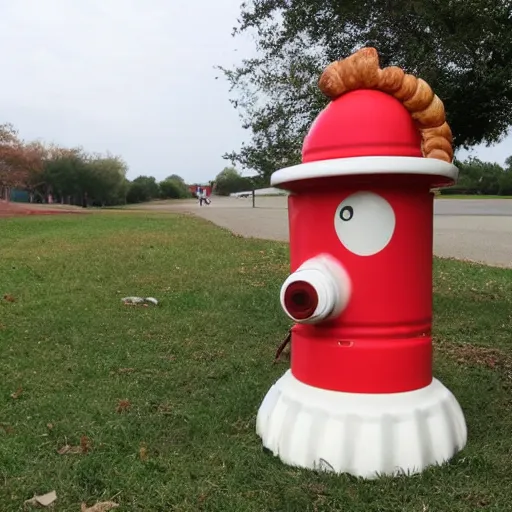 Image similar to a fire hydrant made of croissant