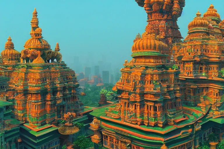 Image similar to high quality 3 d dreamscape! mumbai with biomorphic hanuman!! head building, kalighat highly detailed, unreal engine cinematic smooth, stephen shore & john j. park, soft morning light, wide shot, high angle, uhd 8 k, deep focus