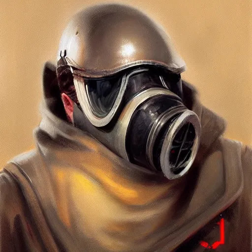 Image similar to concept art of gas mask, oil painting by jama jurabaev, brush hard, artstation, cgsociety, high quality, brush stroke