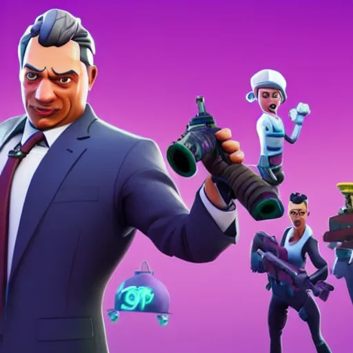 Image similar to Viktor Orban in Fortnite doing the Floss