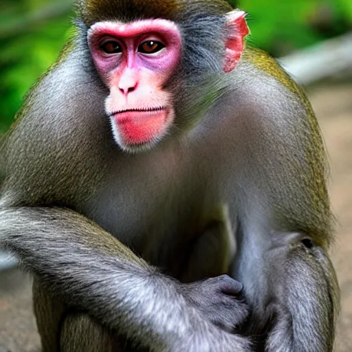 Prompt: macaque whose face resembles the joker from the batman movie