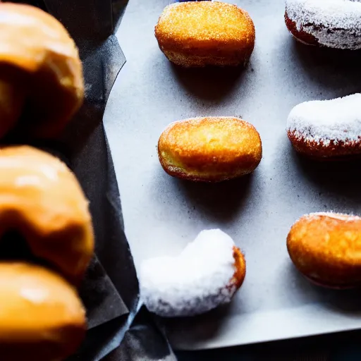 Image similar to fried donuts, menu magazine bar, canon eos r 3, f / 1. 4, iso 2 0 0, 1 / 1 6 0 s, 8 k, raw, unedited, symmetrical balance, in - frame