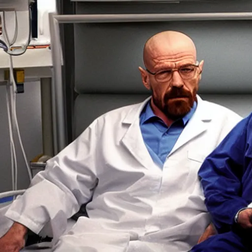 Image similar to walter white with dr house in hospital