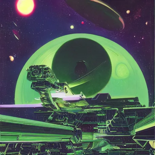 Image similar to Green nebula without planets, Syd Mead, John Harris, Federico Pelat,