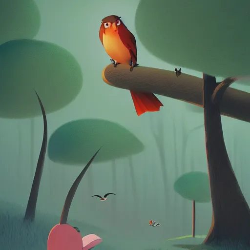 Image similar to a storybook illustration by goro fujita! a bird in a forest, sharp focus, highly detailed, artstation