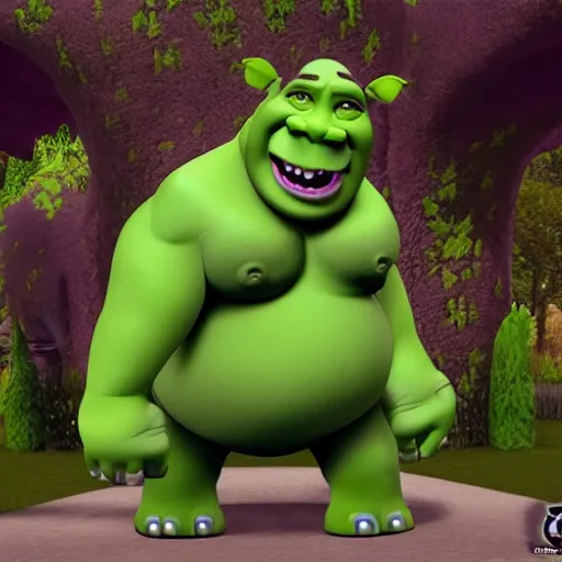 Prompt: big sir is a monster hybrid of a donkey, hippo, elephant, and a little bit shrek, dark purple colored skin