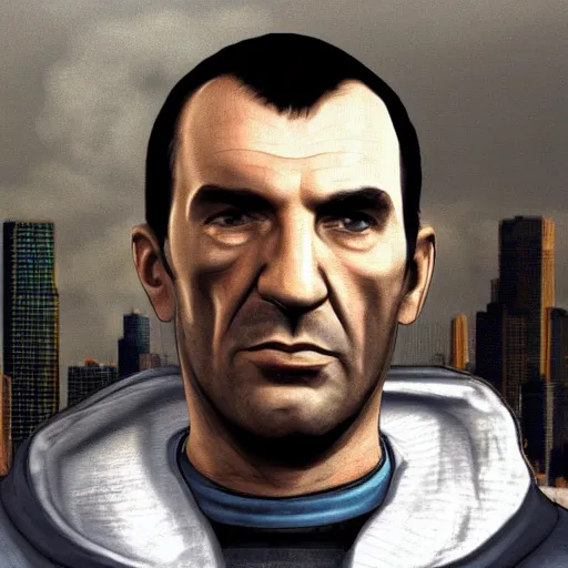 Image similar to portrait of old niko bellic in queens, new york city, full shot