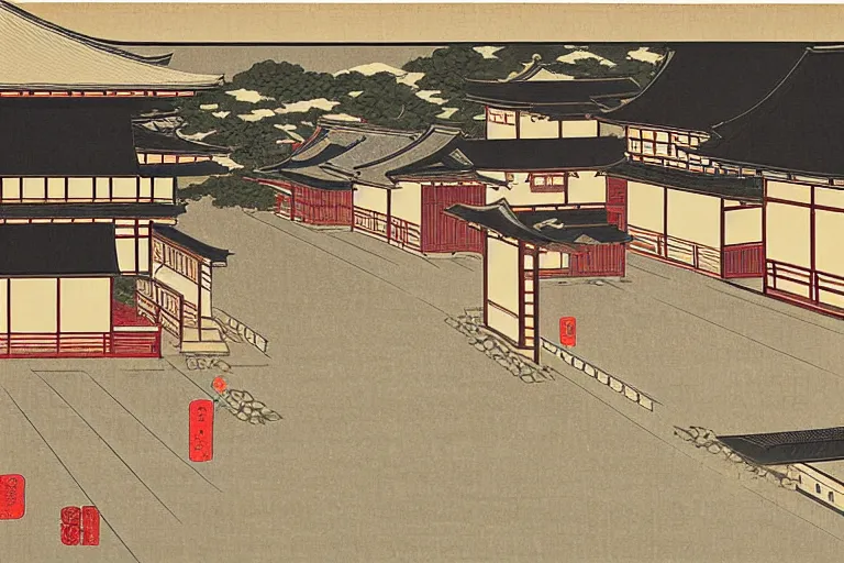 Prompt: Kawase Basui style, Kyoto in the Edo period