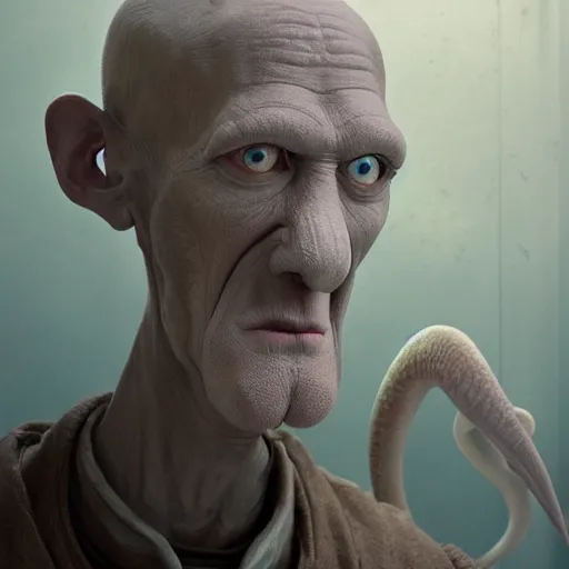 Image similar to hyperrealistic mixed media image of squidward tentacles, stunning 3 d render inspired art by greg rutkowski and xiang duan and thomas eakes, perfect symmetry, realistic, highly detailed attributes and atmosphere, dim volumetric cinematic lighting, 8 k octane extremely hyper - detailed render, post - processing, masterpiece,