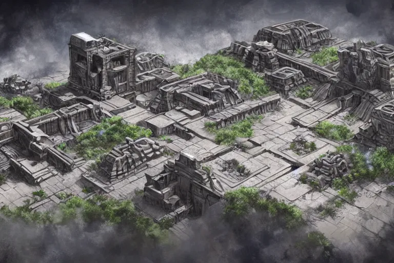 Image similar to A futuristic Maya city, ancient technology, very detailed, concept art, trending on art station