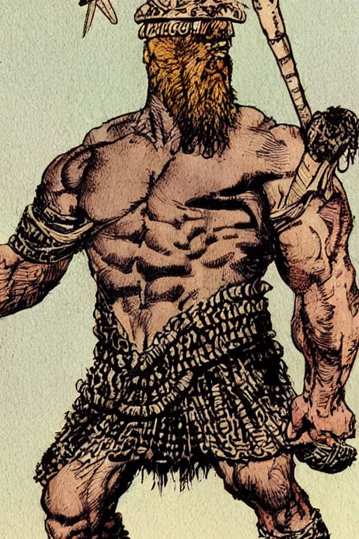 Image similar to ancient historically accurate depiction of the Bible Character Goliath of Gath, the Philistine warrior giant by frank miller