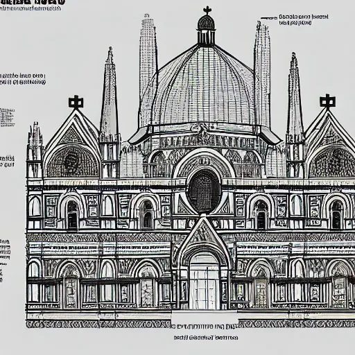 Image similar to a detailed section construction drawing of santa maria del fiore church