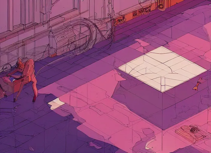 Image similar to abstract art of empty room. no people nor cars. sharp focus, cinematic pose, cinematic lighting, unreal engine render. art by josan gonzales and moebius and deathburger.