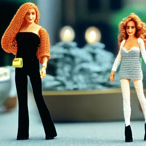 Image similar to Scene from Pretty Woman with crocheting figures