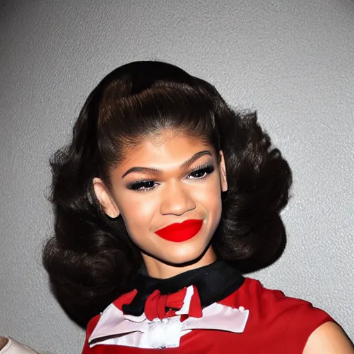 Image similar to Zendaya as a 50s pin-up girl centrefold