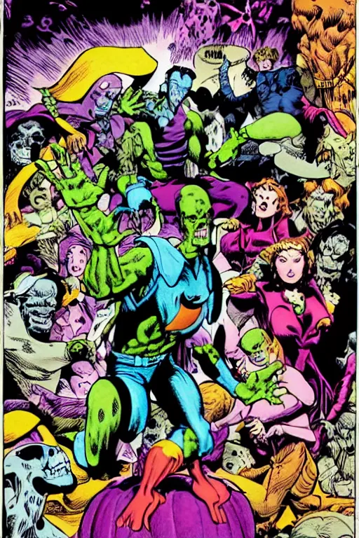 Image similar to halloween is eternal by john romita sr and cory walker and ryan ottley and jack kirby and barry windsor - smith, comic, illustration, photo real