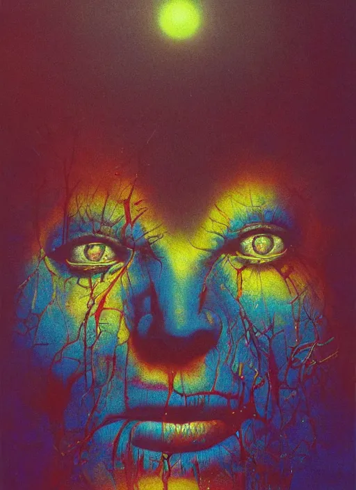 Image similar to alex jones by lisa frank and zdzislaw beksinski