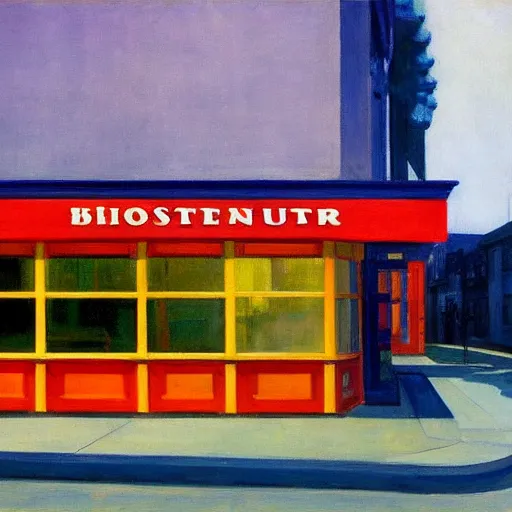 Image similar to blockbuster painted by edward hopper
