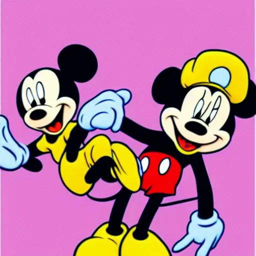 Image similar to mickey mouse drawn in the style of jojo's bizarre adventure