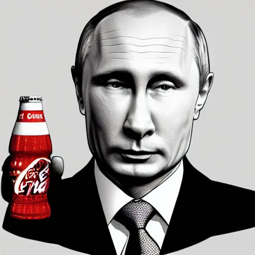 Image similar to portrait of putin drinking a coke digital concept art