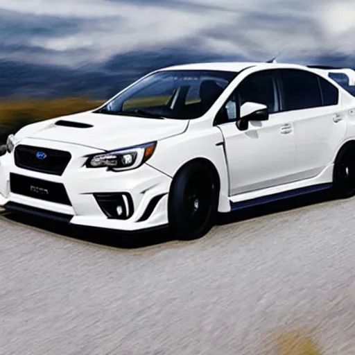 Image similar to a white subaru sti