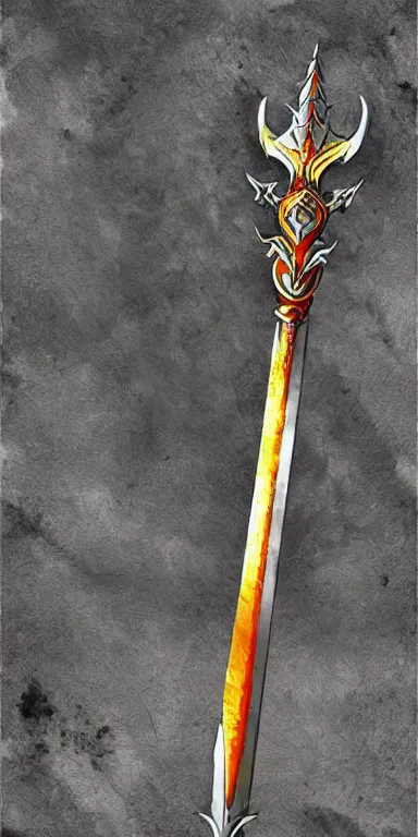 Image similar to warrior sword blade, war theme sword blade, fantasy sword of warrior, armored sword blade, fiery coloring, epic fantasy style art, fantasy epic digital art, epic fantasy weapon art