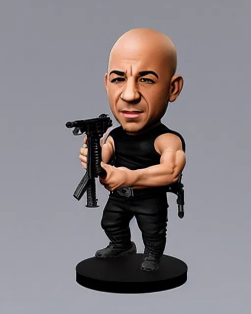 Image similar to a cute little plastic chibi statuette of vin diesel, ebay listing, product picture, advertisement, thumbnail