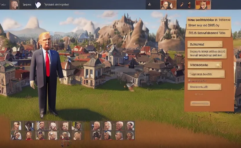 Image similar to “ trump character screen civilization 6 ”