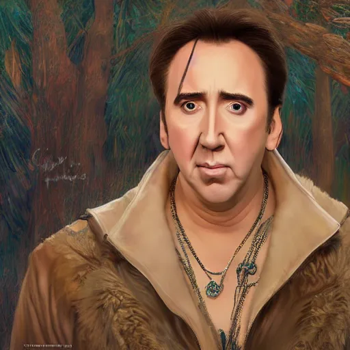 Prompt: nicolas cage is a disney princess, au naturel, hyper detailed, digital art, trending in artstation, cinematic lighting, studio quality, smooth render, unreal engine 5 rendered, octane rendered, art style by klimt and nixeu and ian sprigger and wlop and krenz cushart.