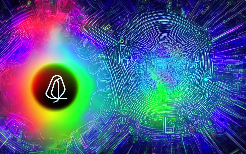 Image similar to god mind organic computer technological singularity, future perfect, award winning digital art extremely detailed, iridescent color scheme