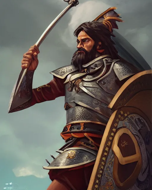 Prompt: ultrarealistic illustration of a spanish conquistador, symmetrical, by daniel zrom and mingchen shen, studio ghibli color scheme, detailed, handsome, anatomy, sharp focus, photography, magic : the gathering, octane, cinematic lighting