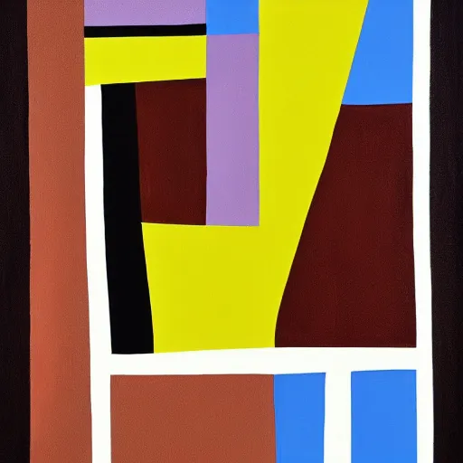 Image similar to A painting of an iphone, abstract painting in the style of Sophie Taeuber-Arp and Gary Hume and Tatsuro Kiuchi, flat colour-block style, geometric abstraction, earthy colours