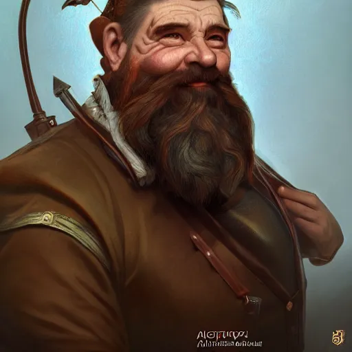 Image similar to 1800 vintage portrait of a grim steampunk dwarf with long brown beard, highly detailed, digital painting, art by Stanley Lau and Artgerm and magali villeneuve and Alphonse Mucha, artstation, octane render, cgsociety