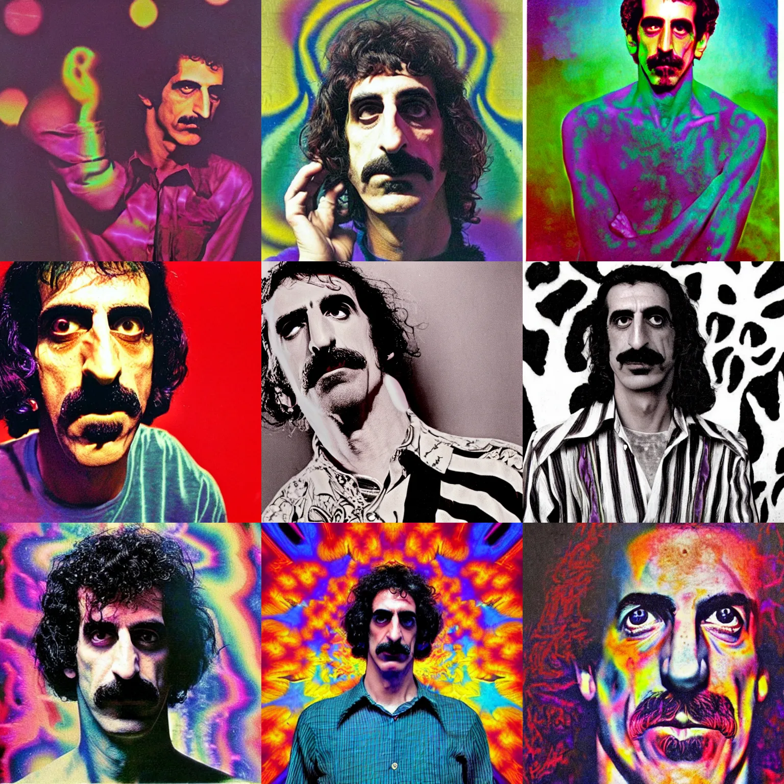 Prompt: a psychedelic picture of frank zappa