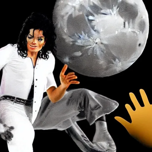 Image similar to michael jackson dancing on the moon with aliens