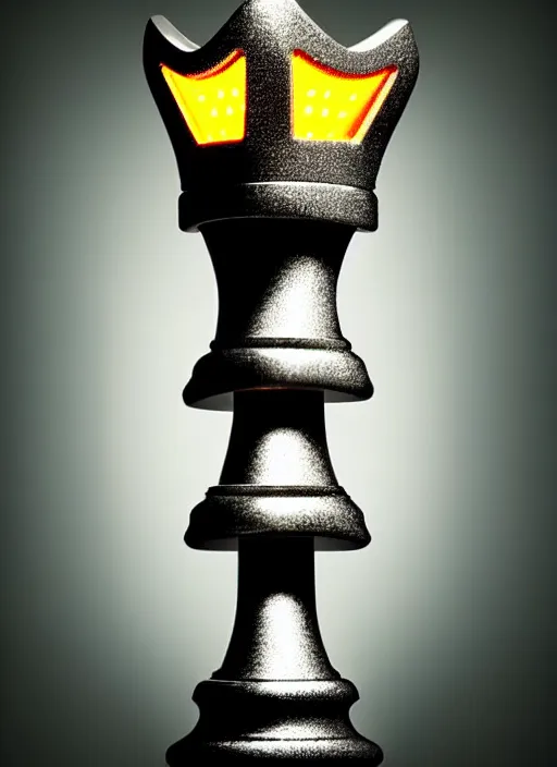 Image similar to queen chess piece photo, crown made of led point lights, pearlescent skin, skin made of led point lights, very detailed, highly detailed background, reflective chessboard, photorealism, sharp focus, photorealism, soft diffuse autumn lights, some sunlight ray, dark room wall, canon 5 d 5 0 mm lens