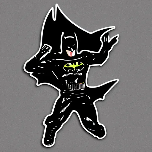 Image similar to die cut sticker, batman breakdancing in techwear splatter paint